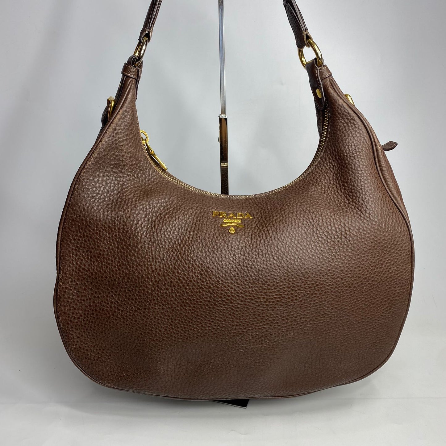Prada Vitello Daino Burgundy Hobo Bag