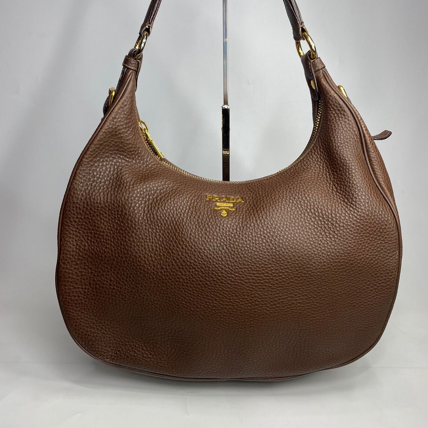 Prada Vitello Daino Burgundy Hobo Bag