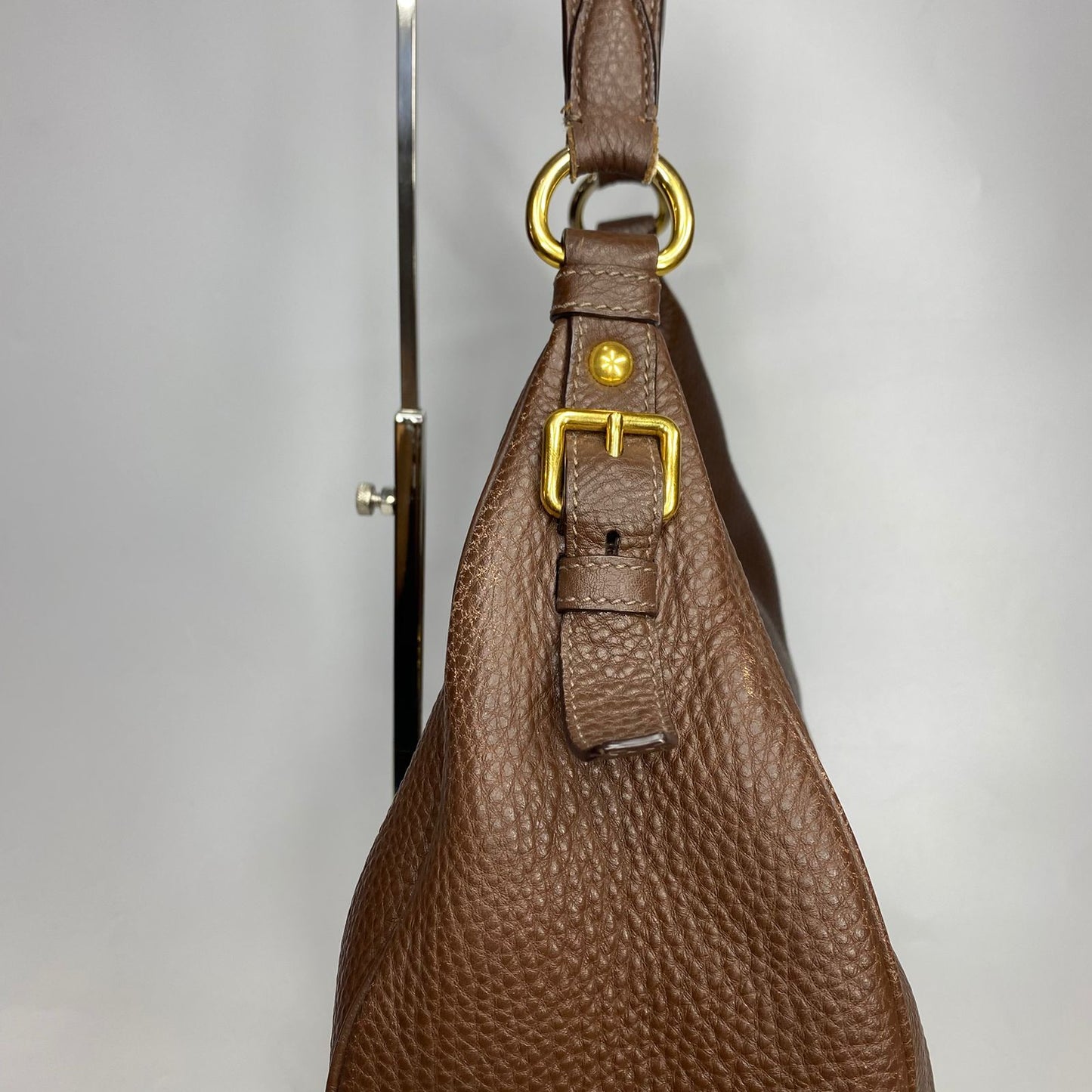 Prada Vitello Daino Burgundy Hobo Bag