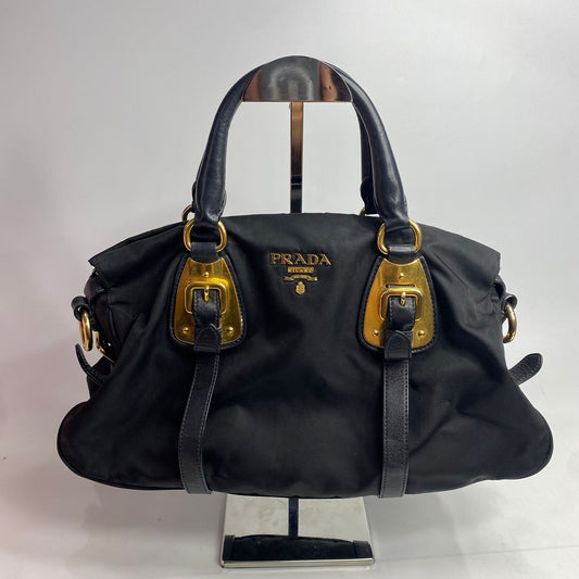 Prada Tessuto Nylon Bauletto Satchel Black