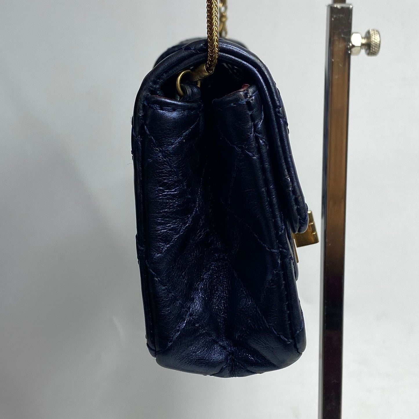Chanel East West Chocolate Bar Leather Handbag Blue