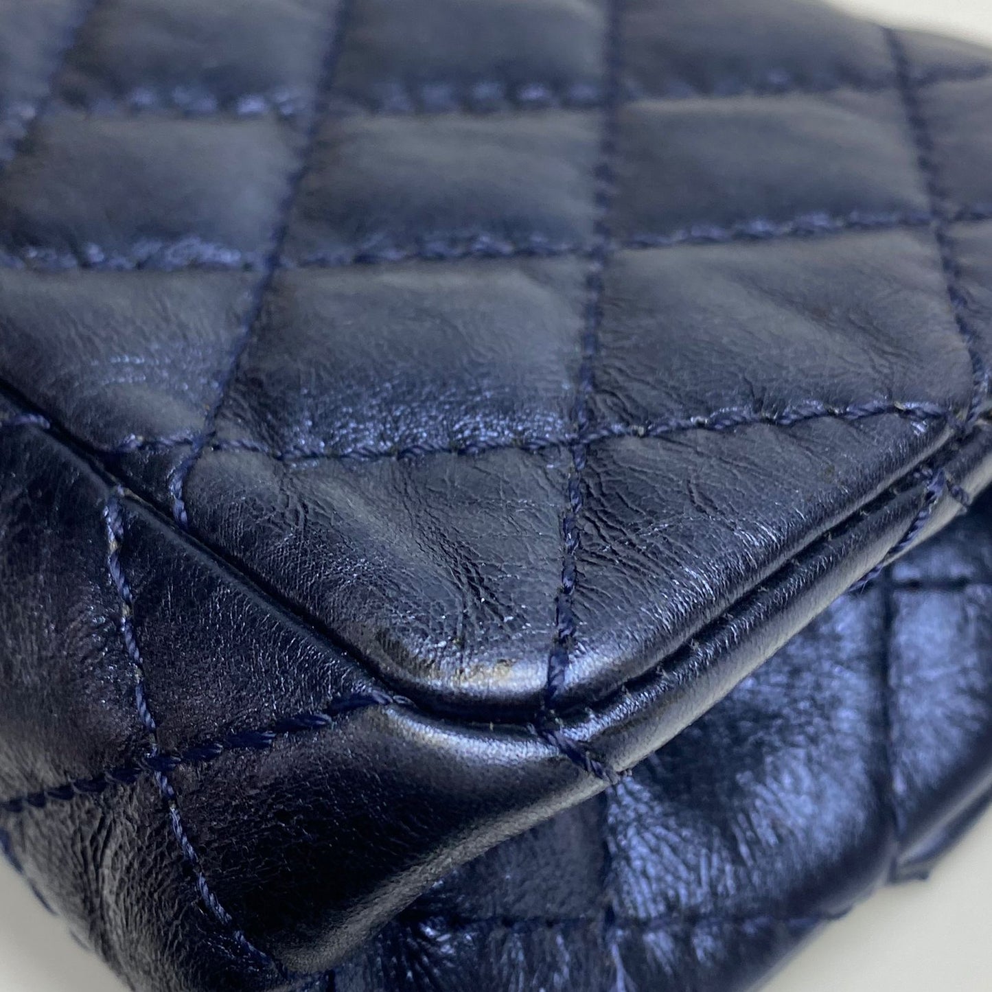 Chanel East West Chocolate Bar Leather Handbag Blue