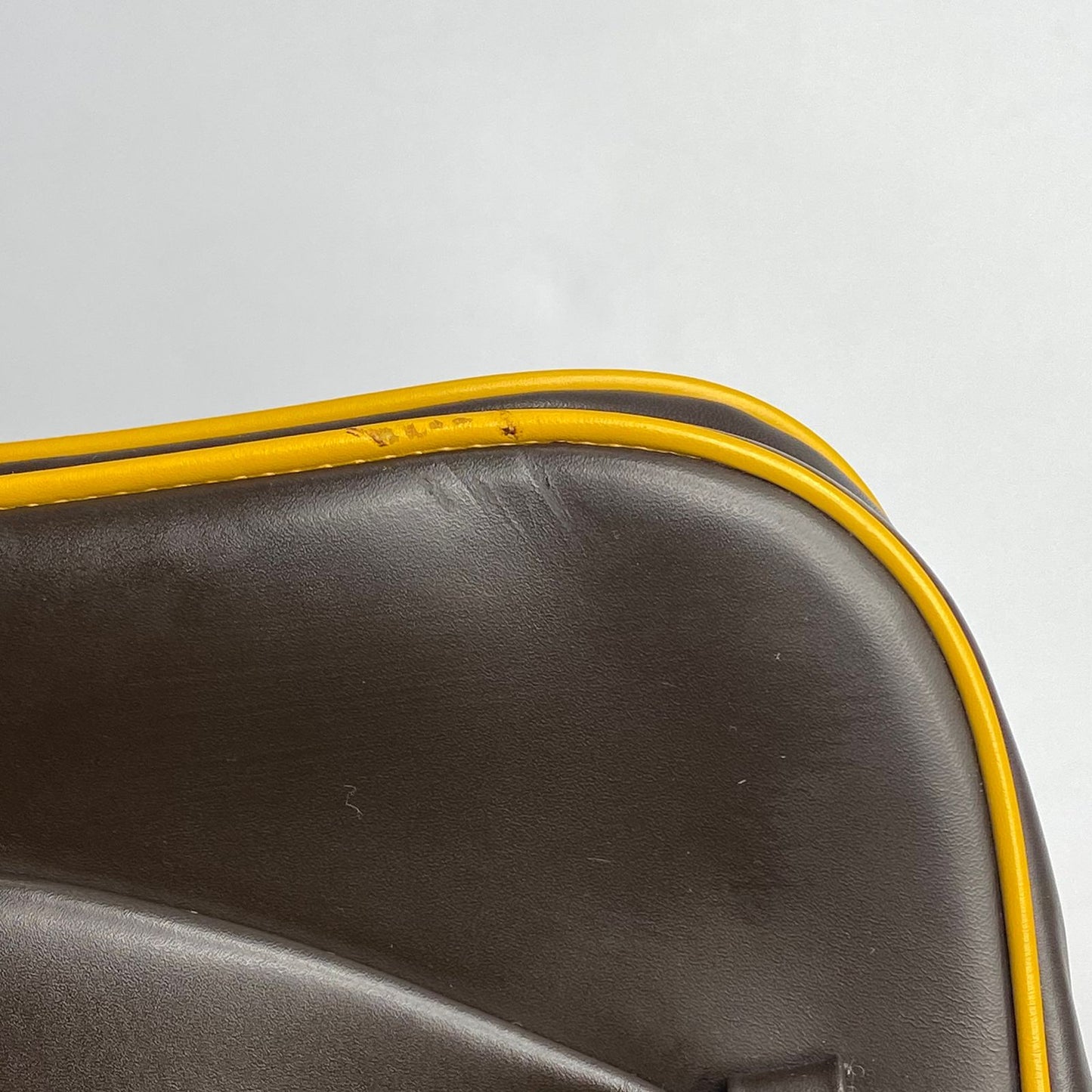Prada Top Handle Dark Brown, Yellow Piping