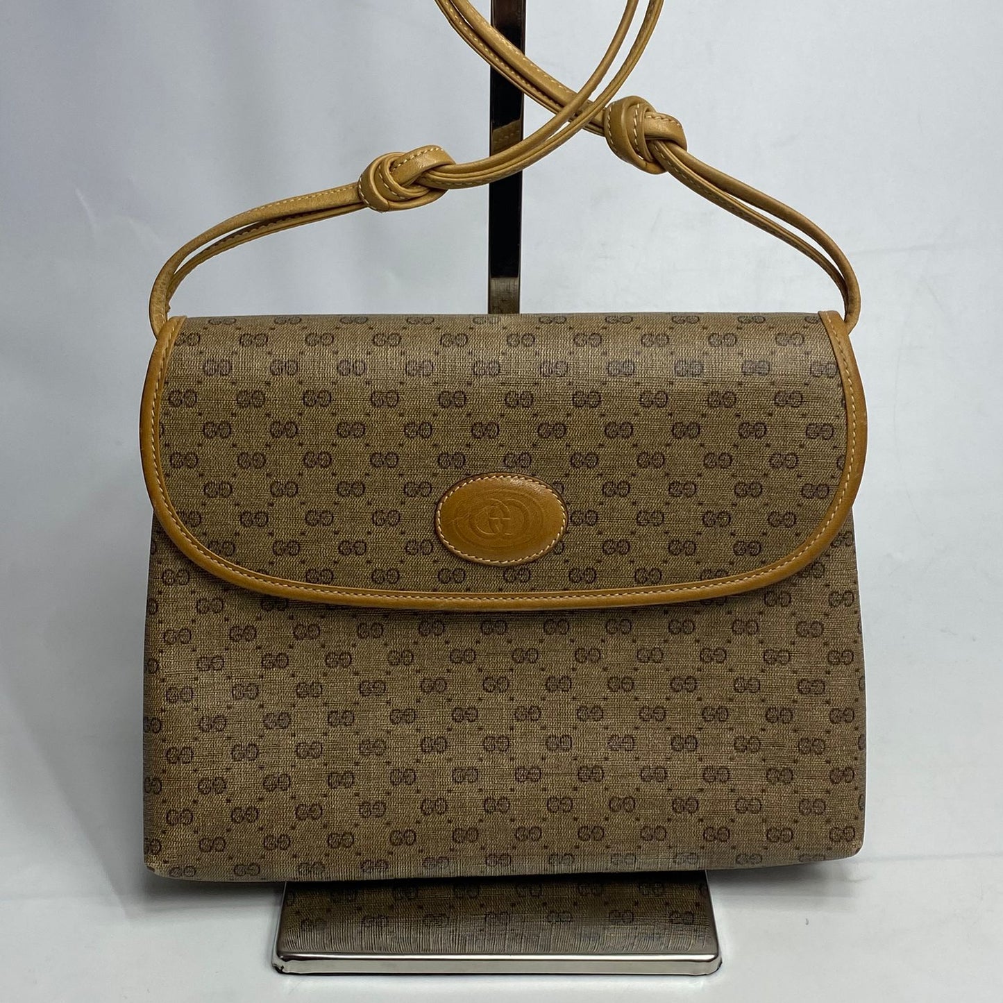 Gucci Vintage Crossbody Bag Signature GG Mono Canvas Tan