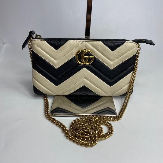 Gucci GG Marmont Sling Bag Black and White