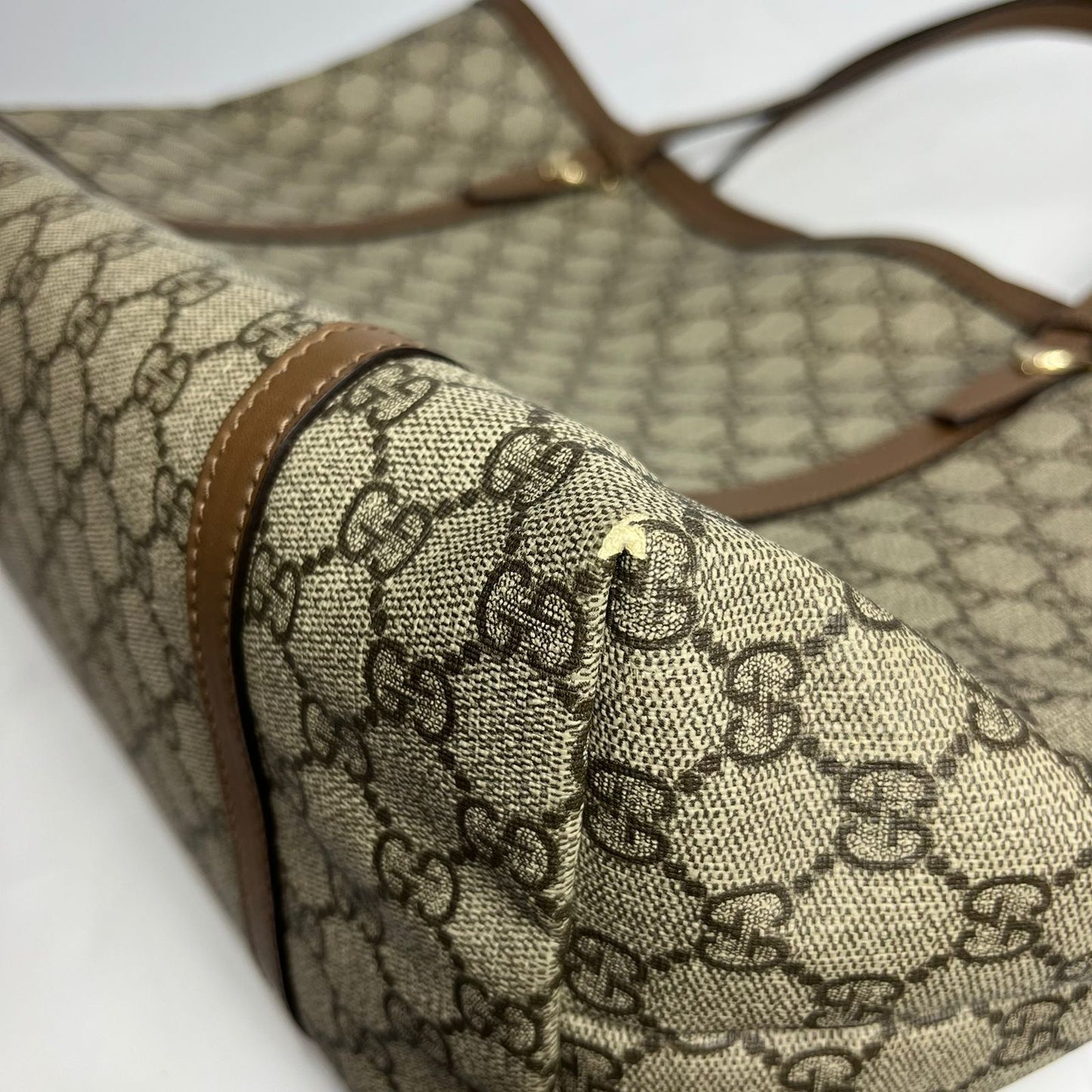Gucci Supreme Tote Bag Brown Trims