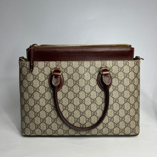 Gucci Supreme 2 Way Bag with Cognac Trims