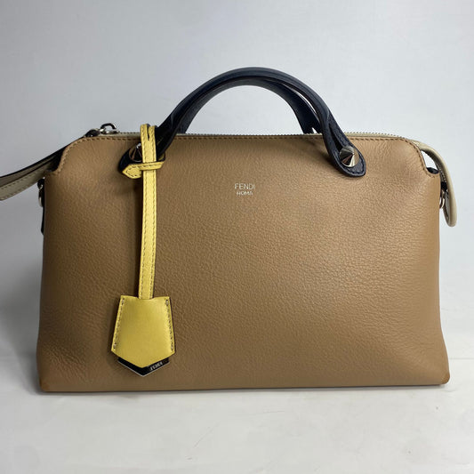 Fendi BTW Beige Calfskin Leather Black and Yellow