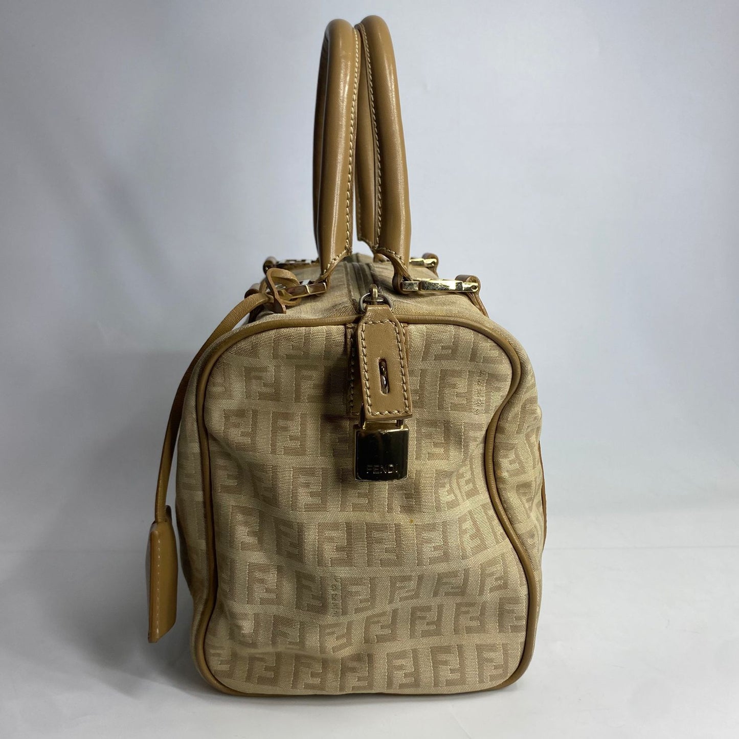 Fendi Zucchiro Canvas Boston Bag