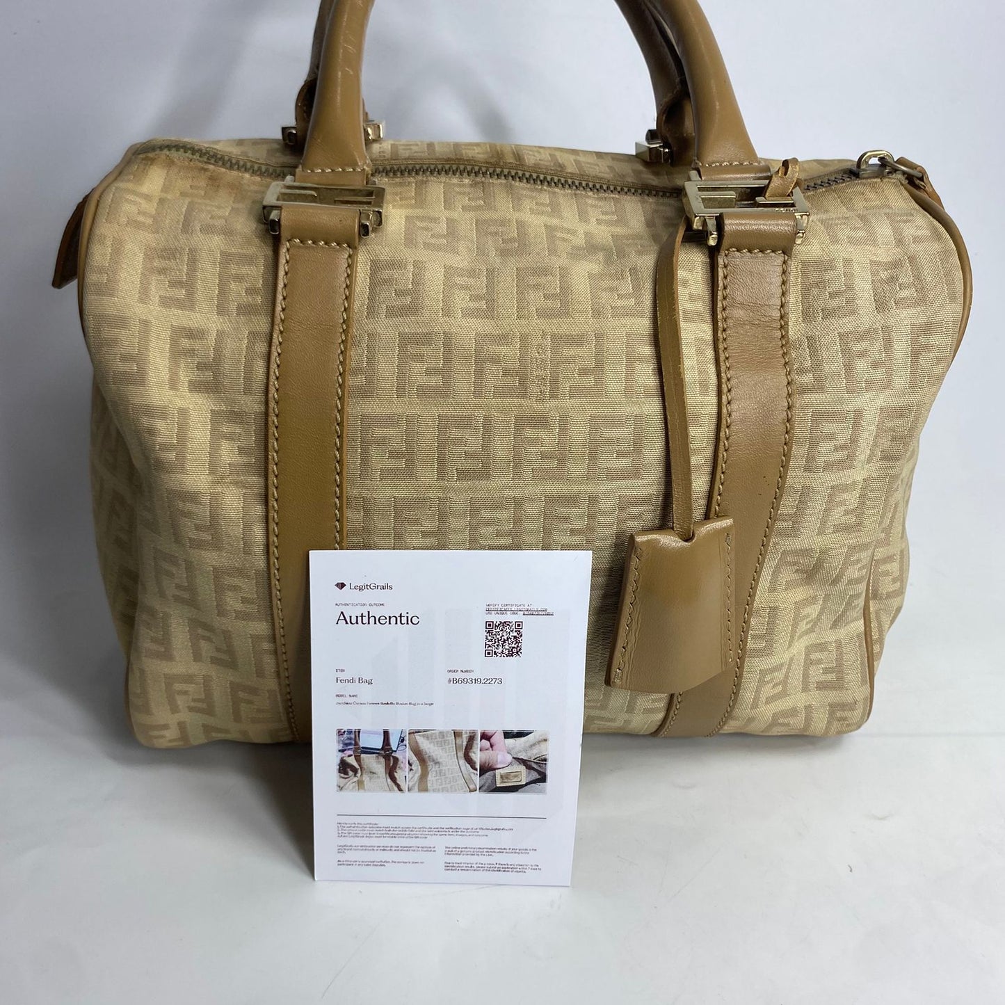 Fendi Zucchiro Canvas Boston Bag