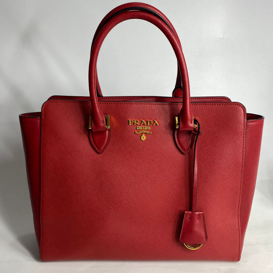 Prada Saffiano Leather Tote Bag Red