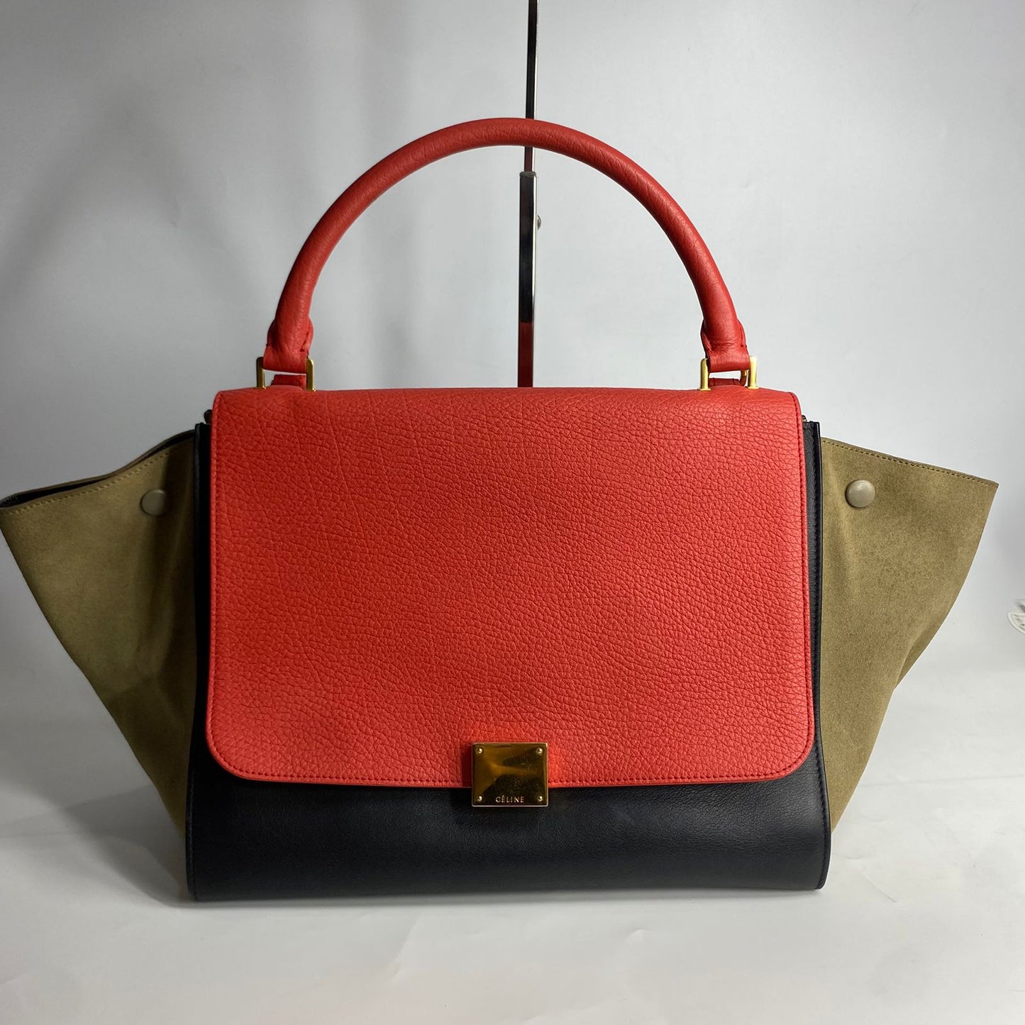 Celine Trapeze Tricolor Red Black Brown
