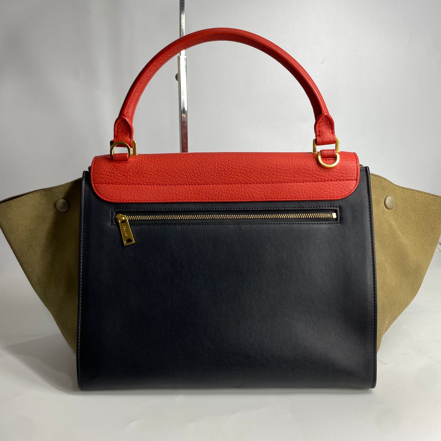 Celine Trapeze Tricolor Red Black Brown