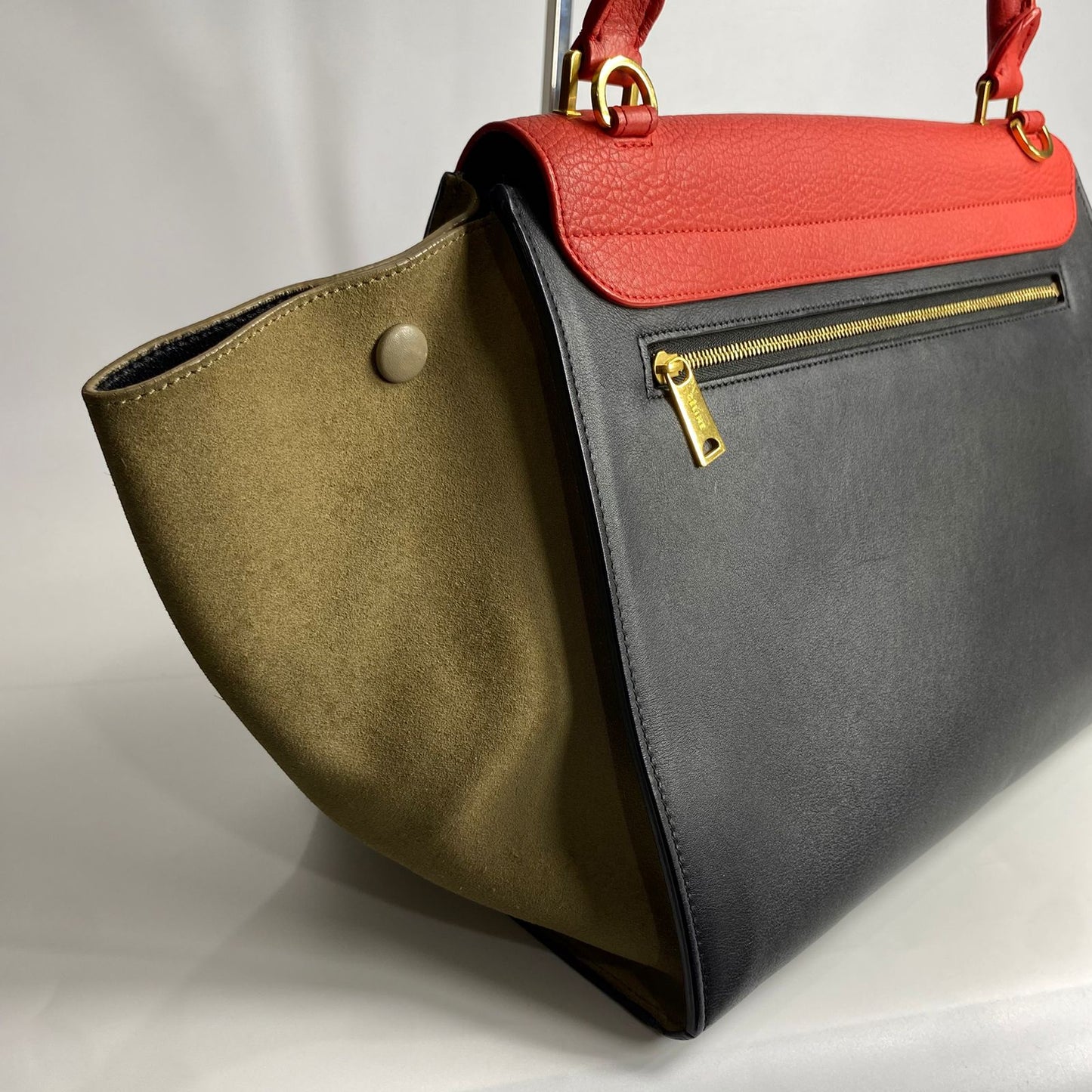 Celine Trapeze Tricolor Red Black Brown