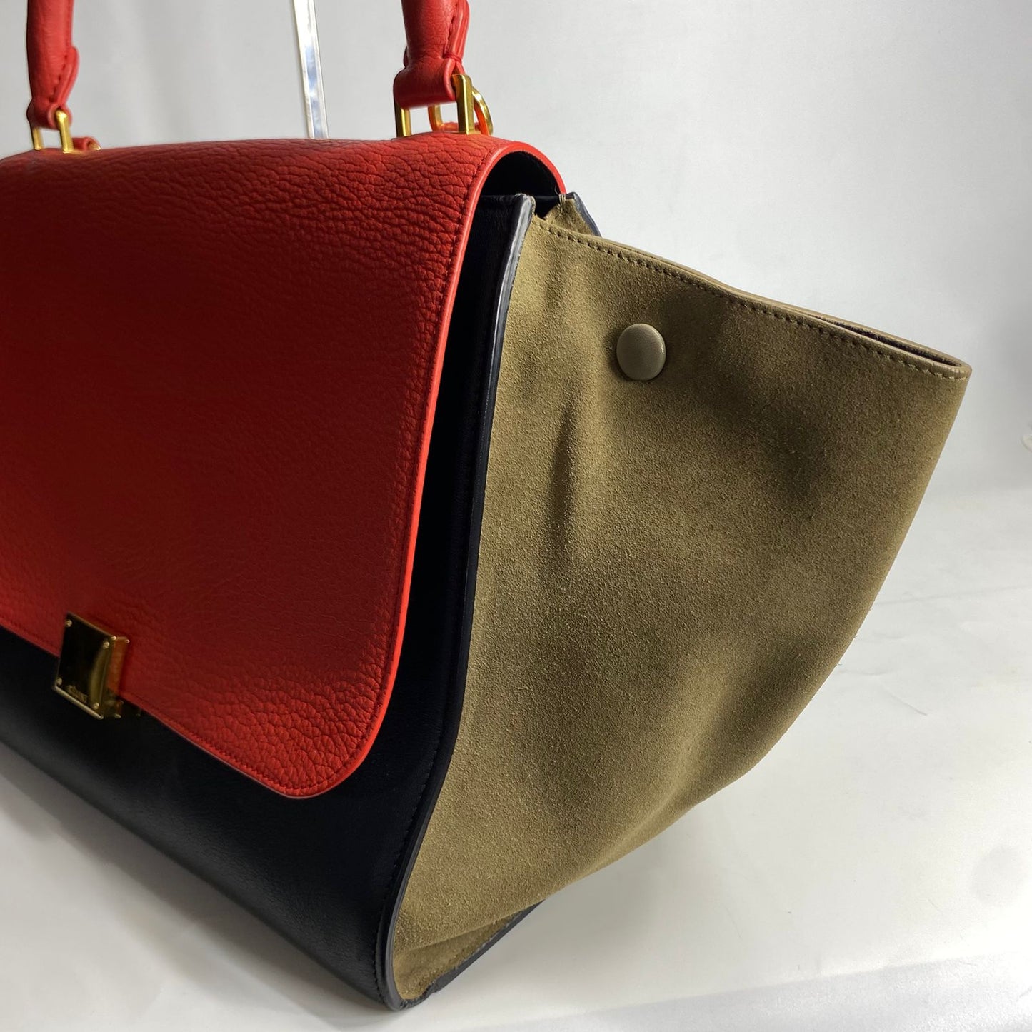 Celine Trapeze Tricolor Red Black Brown