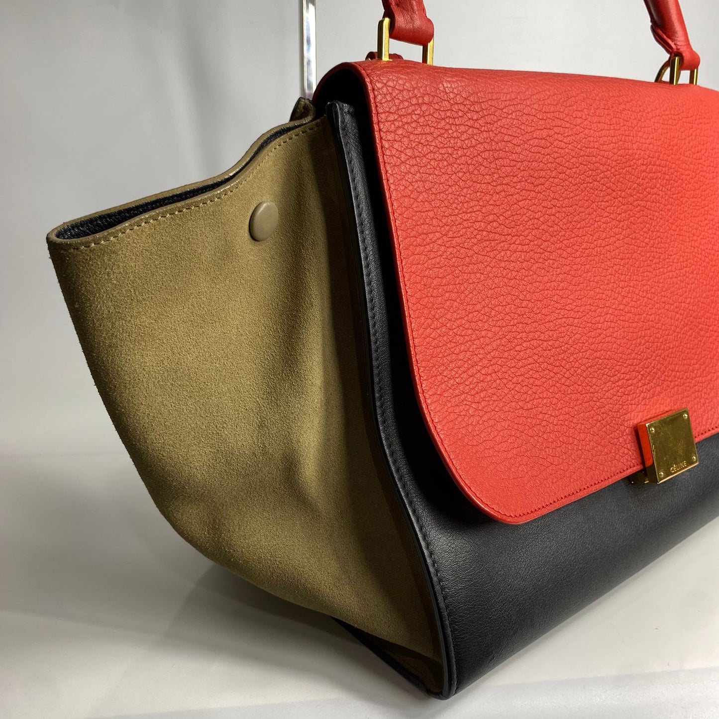 Celine Trapeze Tricolor Red Black Brown