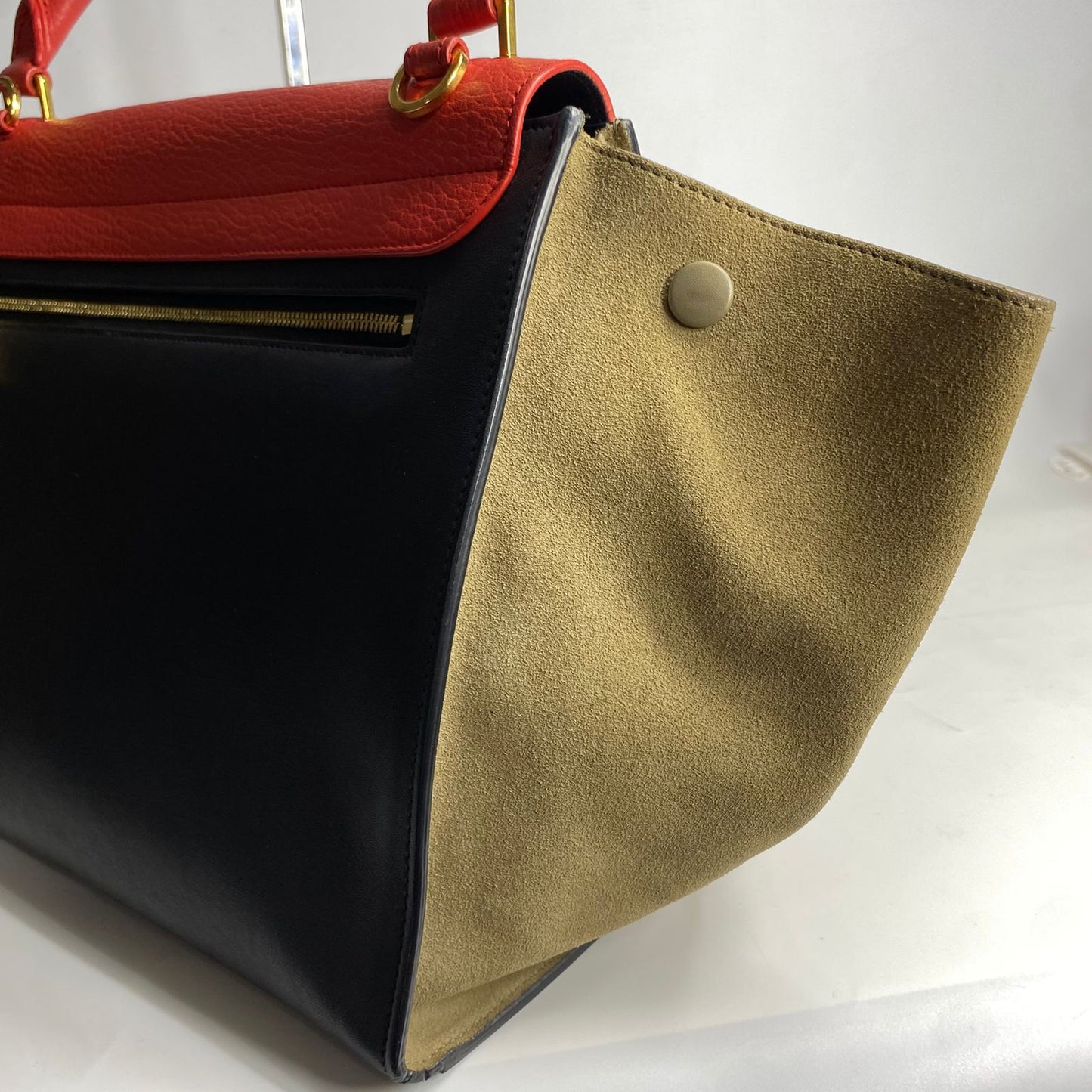Celine Trapeze Tricolor Red Black Brown