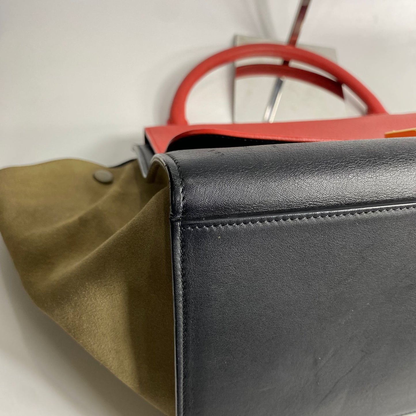 Celine Trapeze Tricolor Red Black Brown