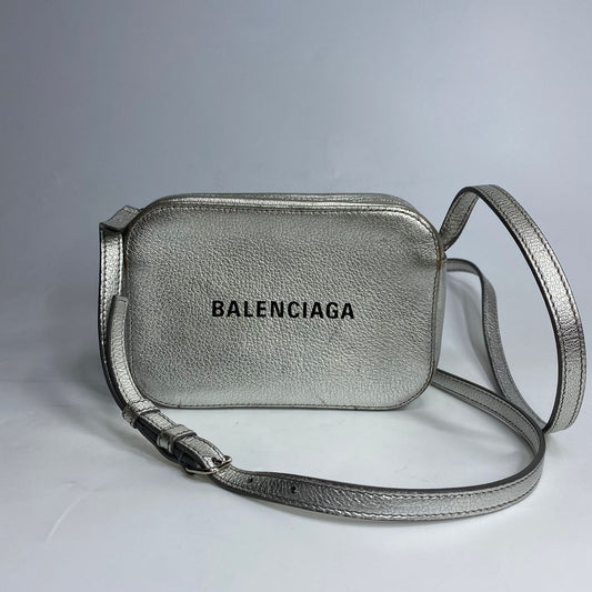 Balenciaga Everyday XS Camera bag in Metallic Silver Leather