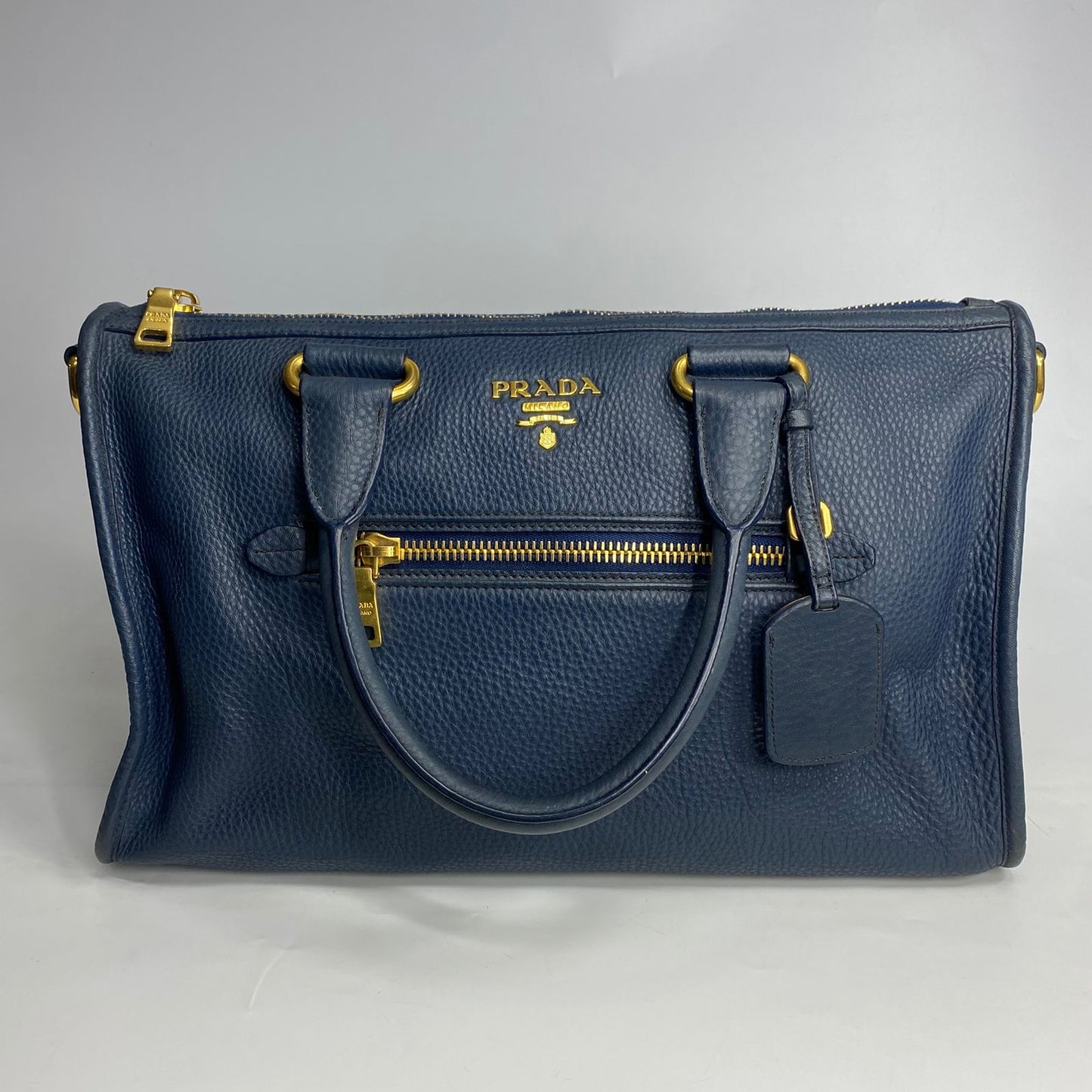 Prada Vitello Daino Satchel Navy Blue (missing strap)