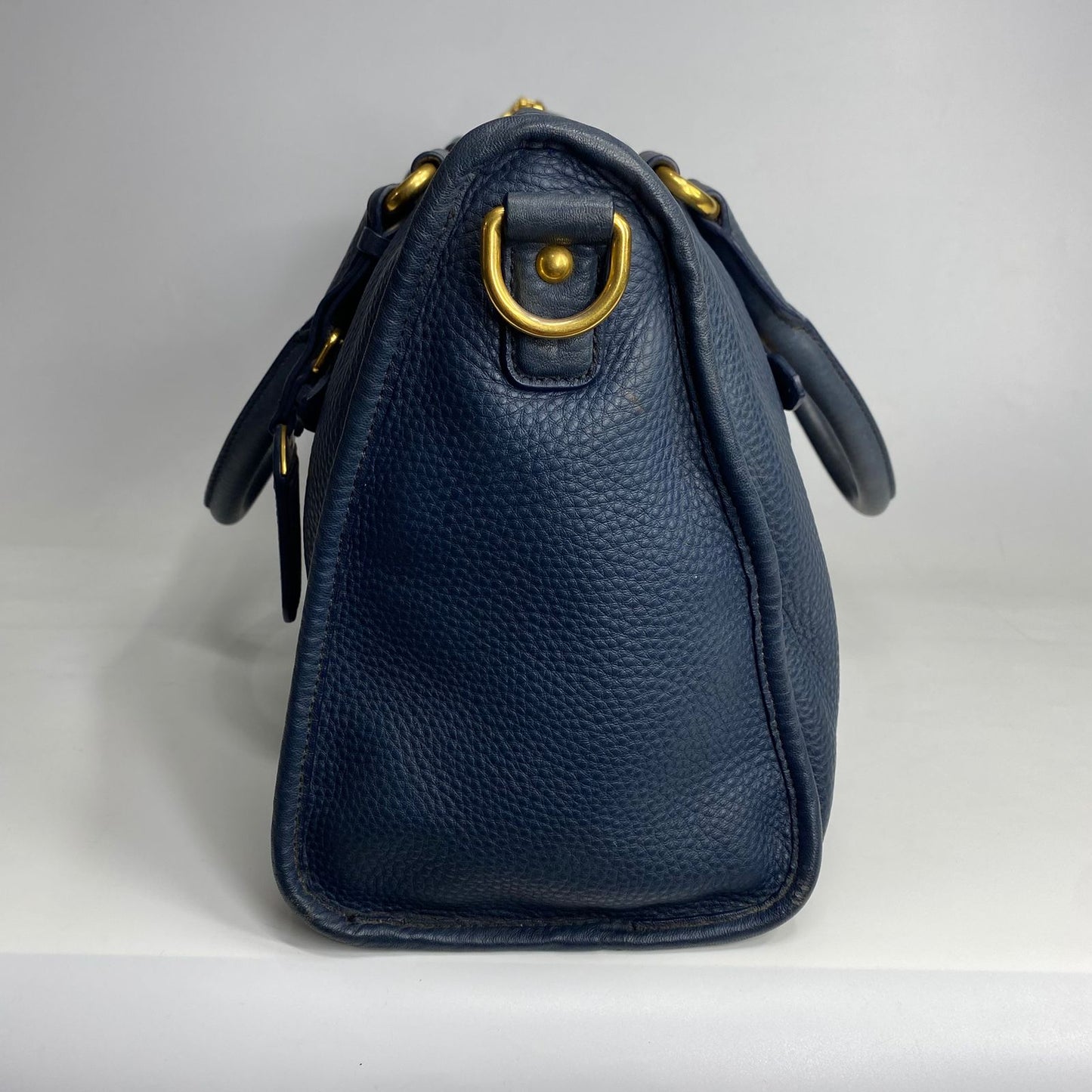 Prada Vitello Daino Satchel Navy Blue (missing strap)
