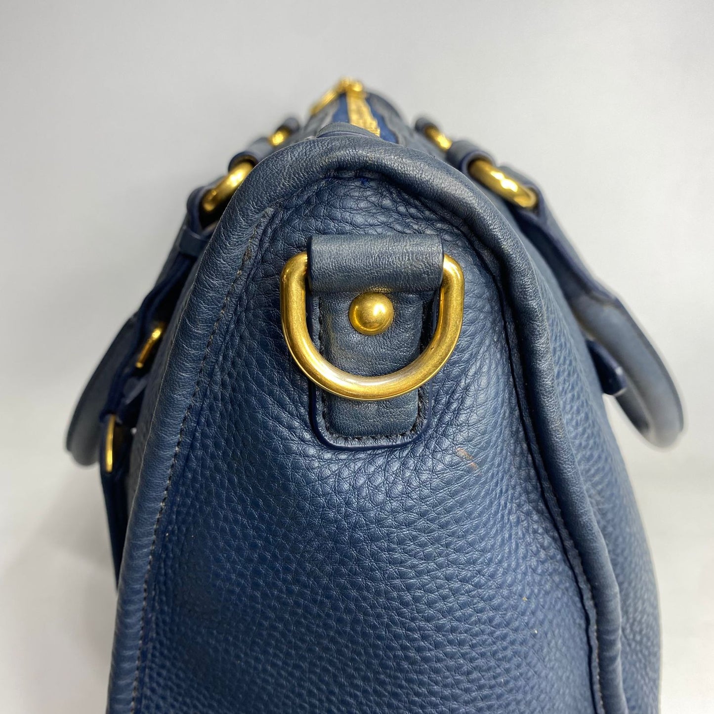 Prada Vitello Daino Satchel Navy Blue (missing strap)