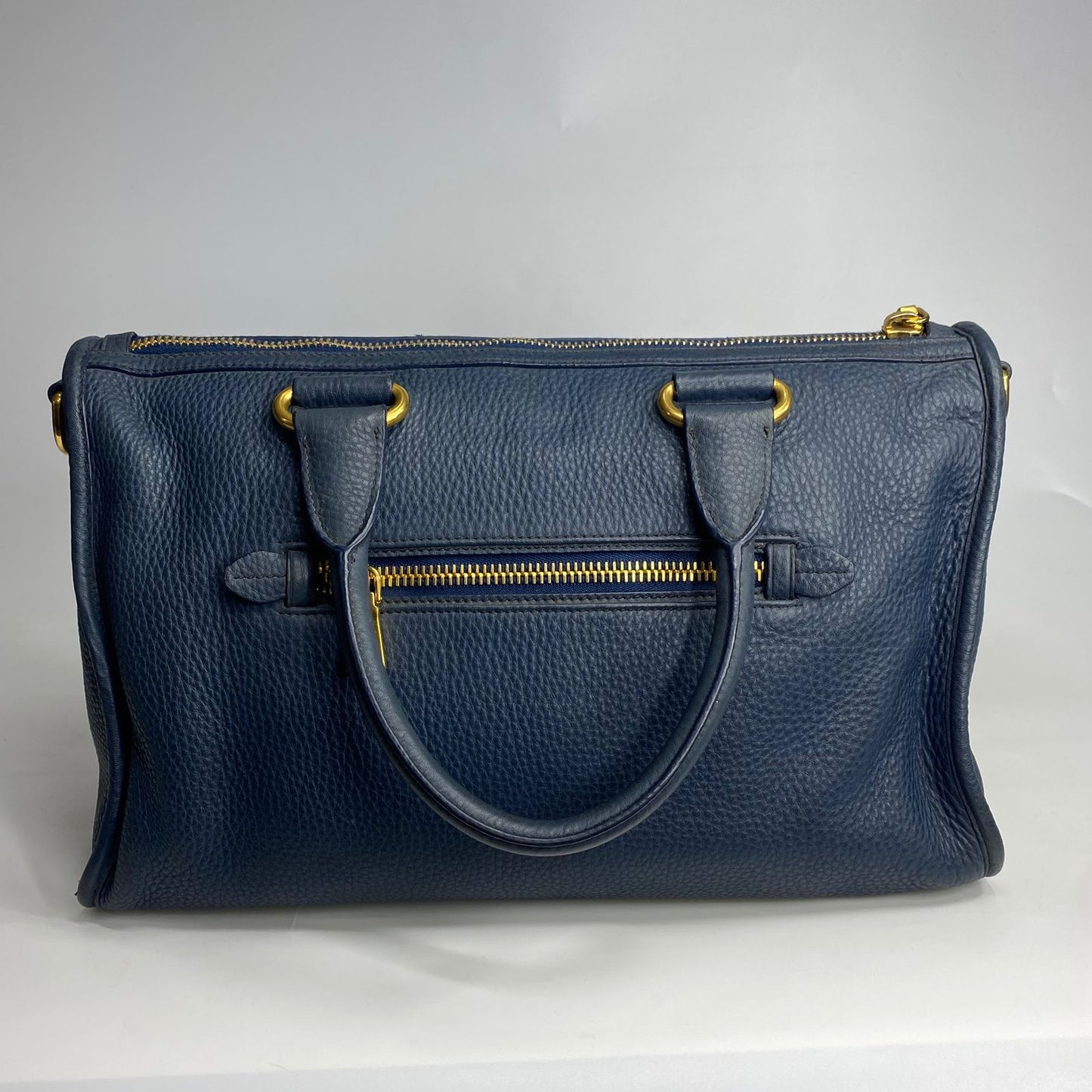 Prada Vitello Daino Satchel Navy Blue (missing strap)