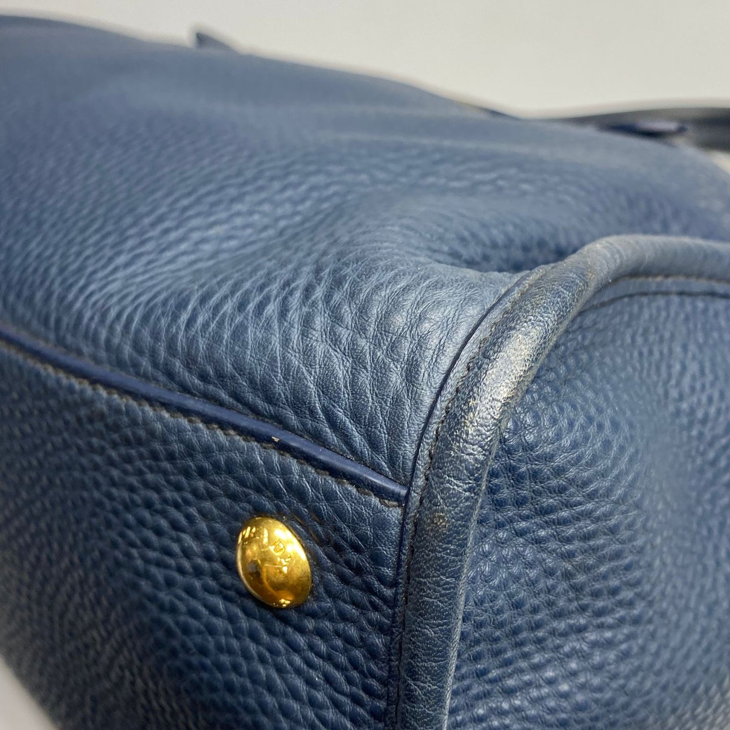 Prada Vitello Daino Satchel Navy Blue (missing strap)