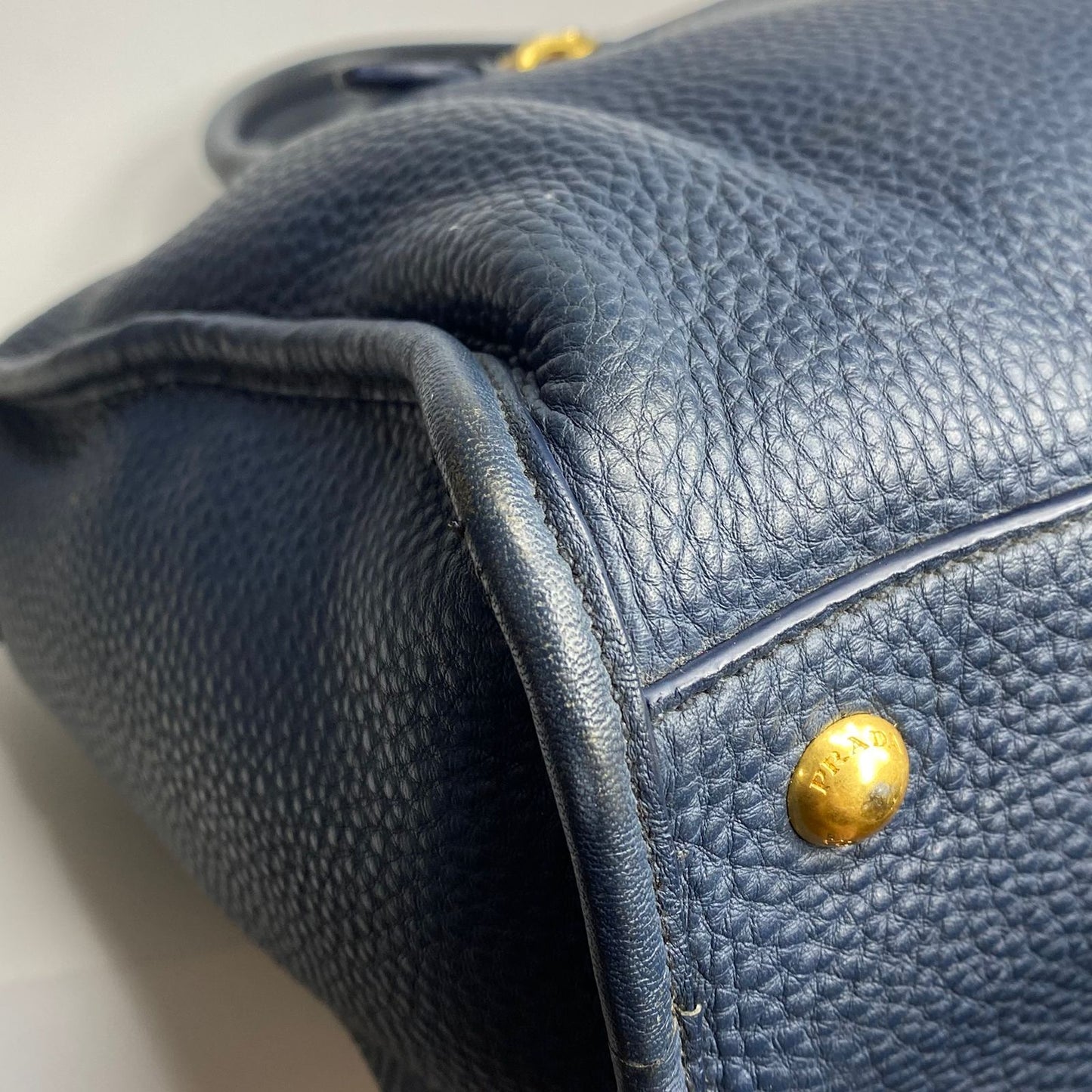 Prada Vitello Daino Satchel Navy Blue (missing strap)