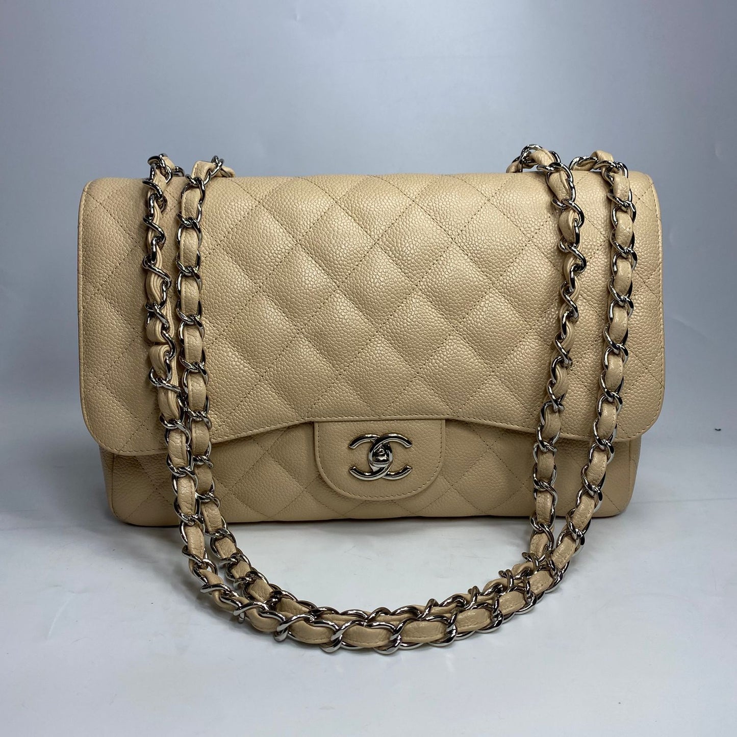 Chanel Classic Flap Jumbo Beige Caviar SHW