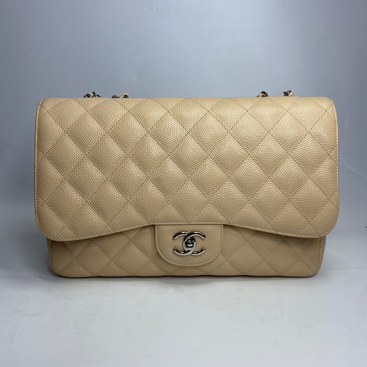Chanel Classic Flap Jumbo Beige Caviar SHW
