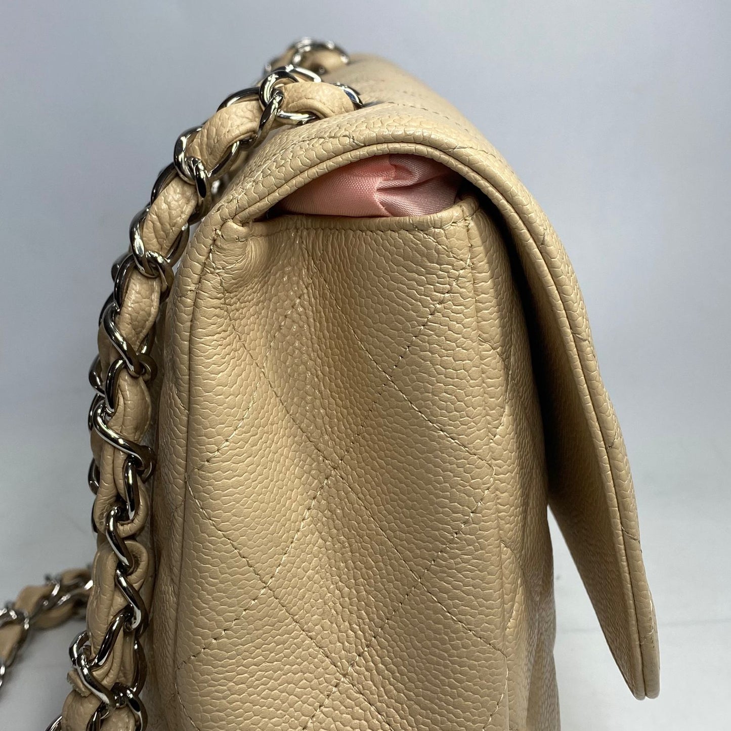 Chanel Classic Flap Jumbo Beige Caviar SHW