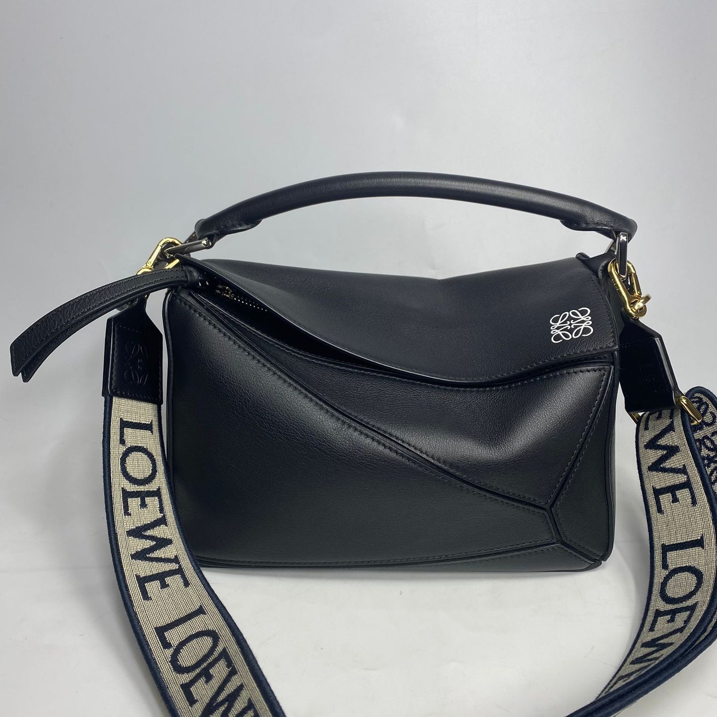 Loewe Puzzle Black Small with Anagram Strap