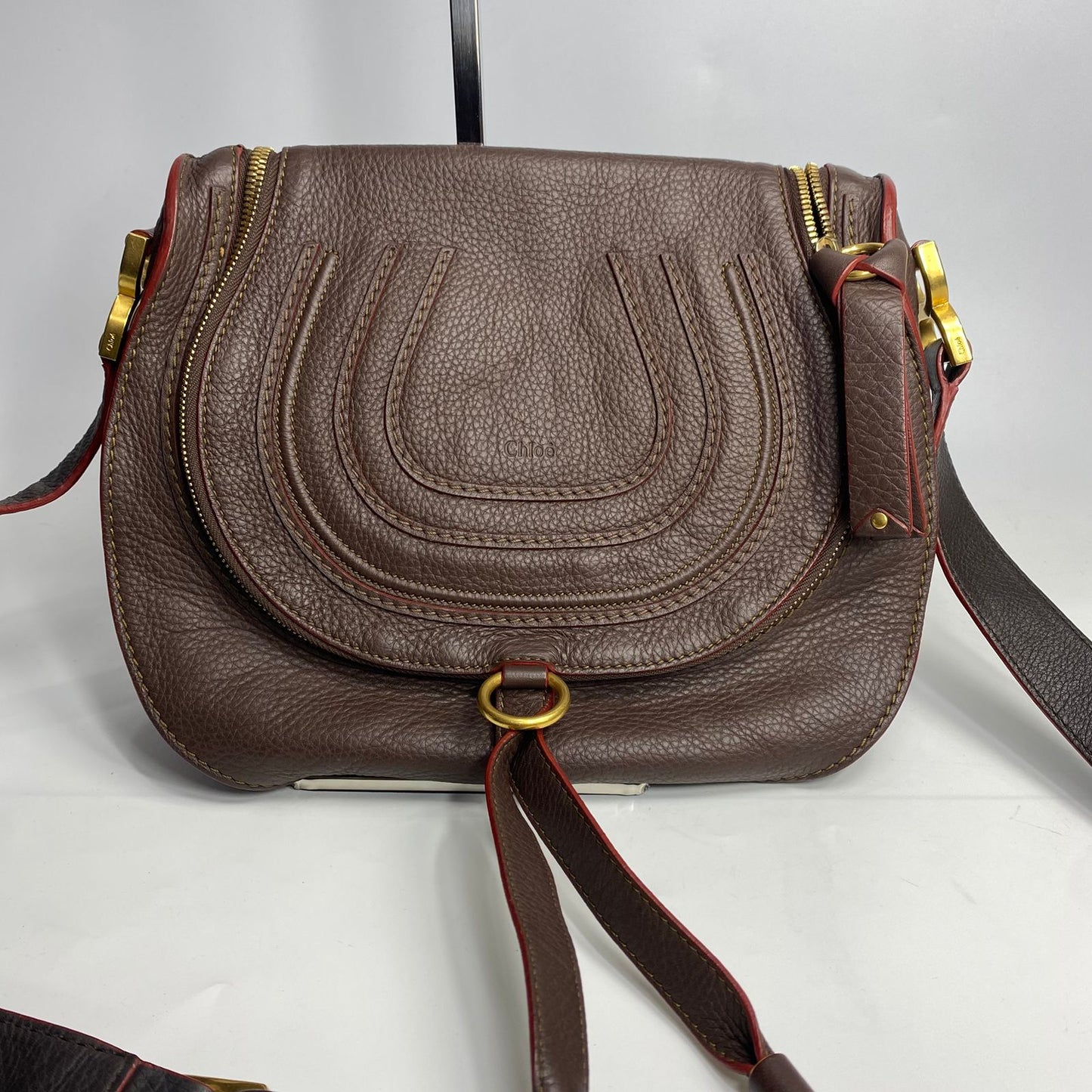 Chloe Marcie Saddle Bag Dark Brown