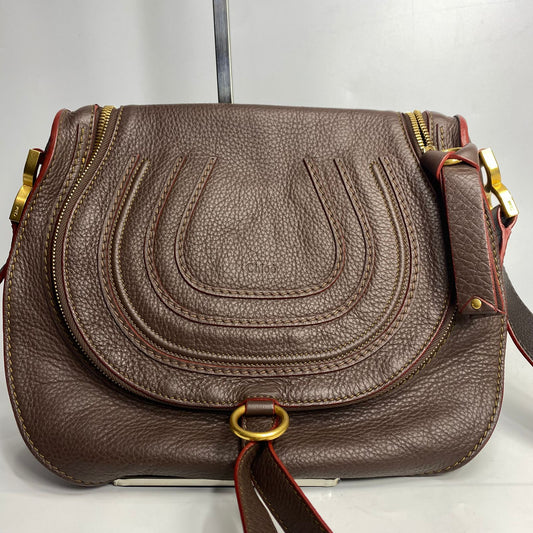 Chloe Marcie Saddle Bag Dark Brown