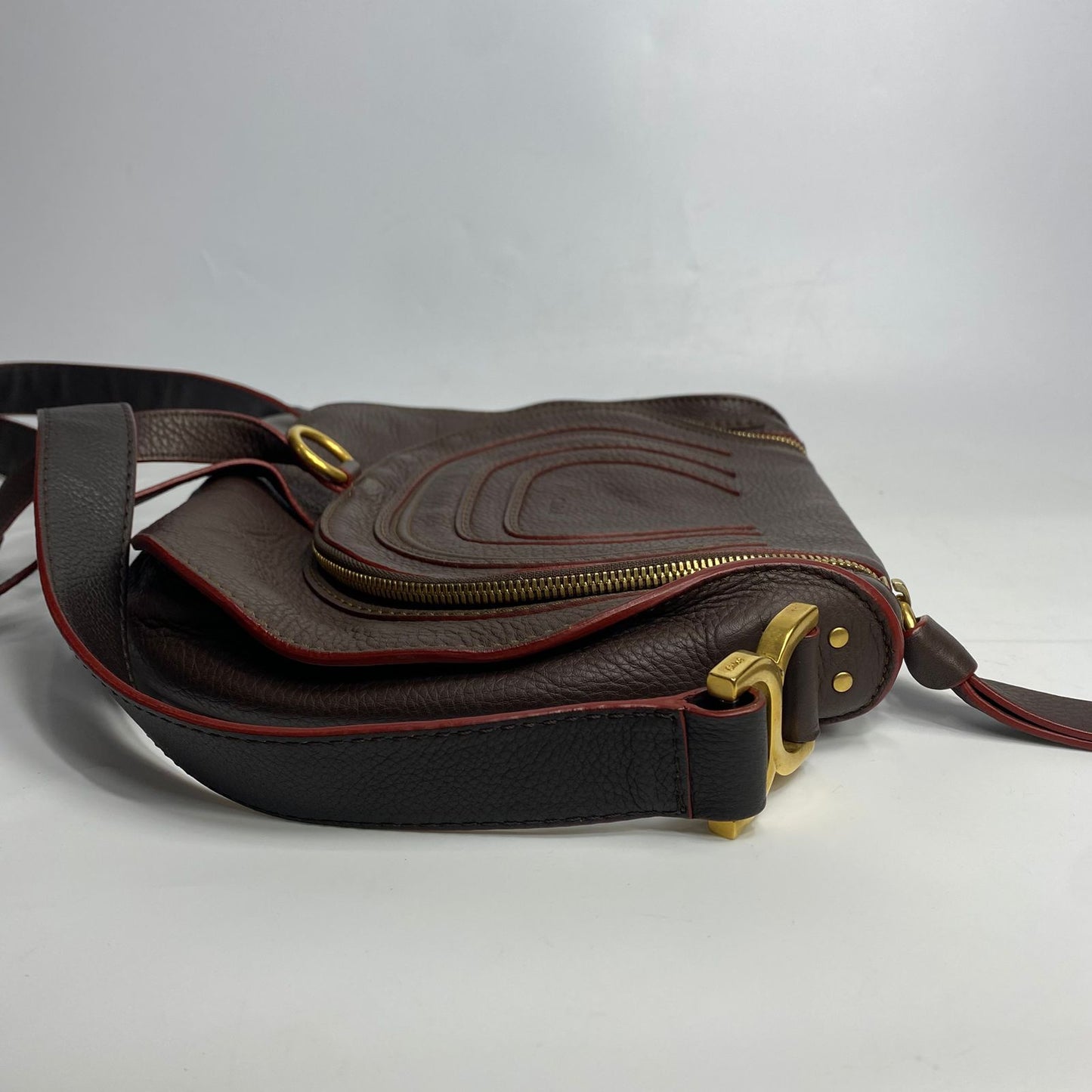 Chloe Marcie Saddle Bag Dark Brown
