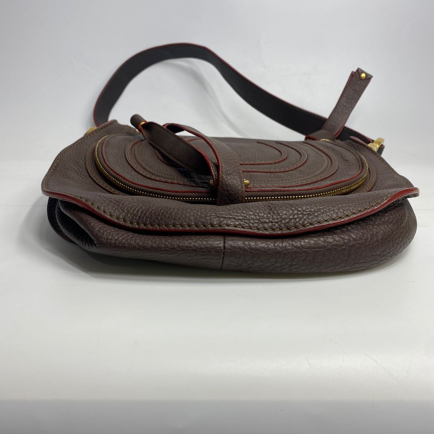 Chloe Marcie Saddle Bag Dark Brown