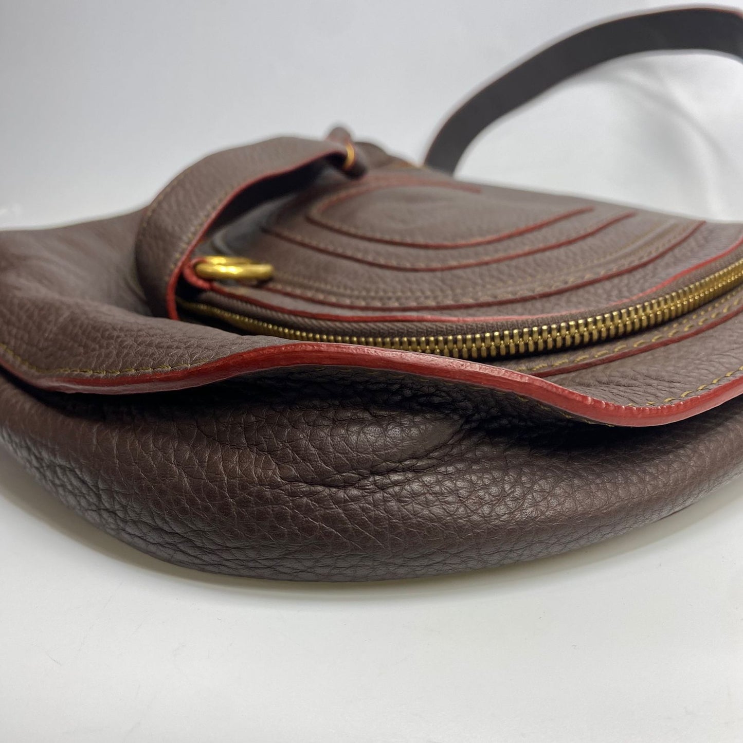 Chloe Marcie Saddle Bag Dark Brown