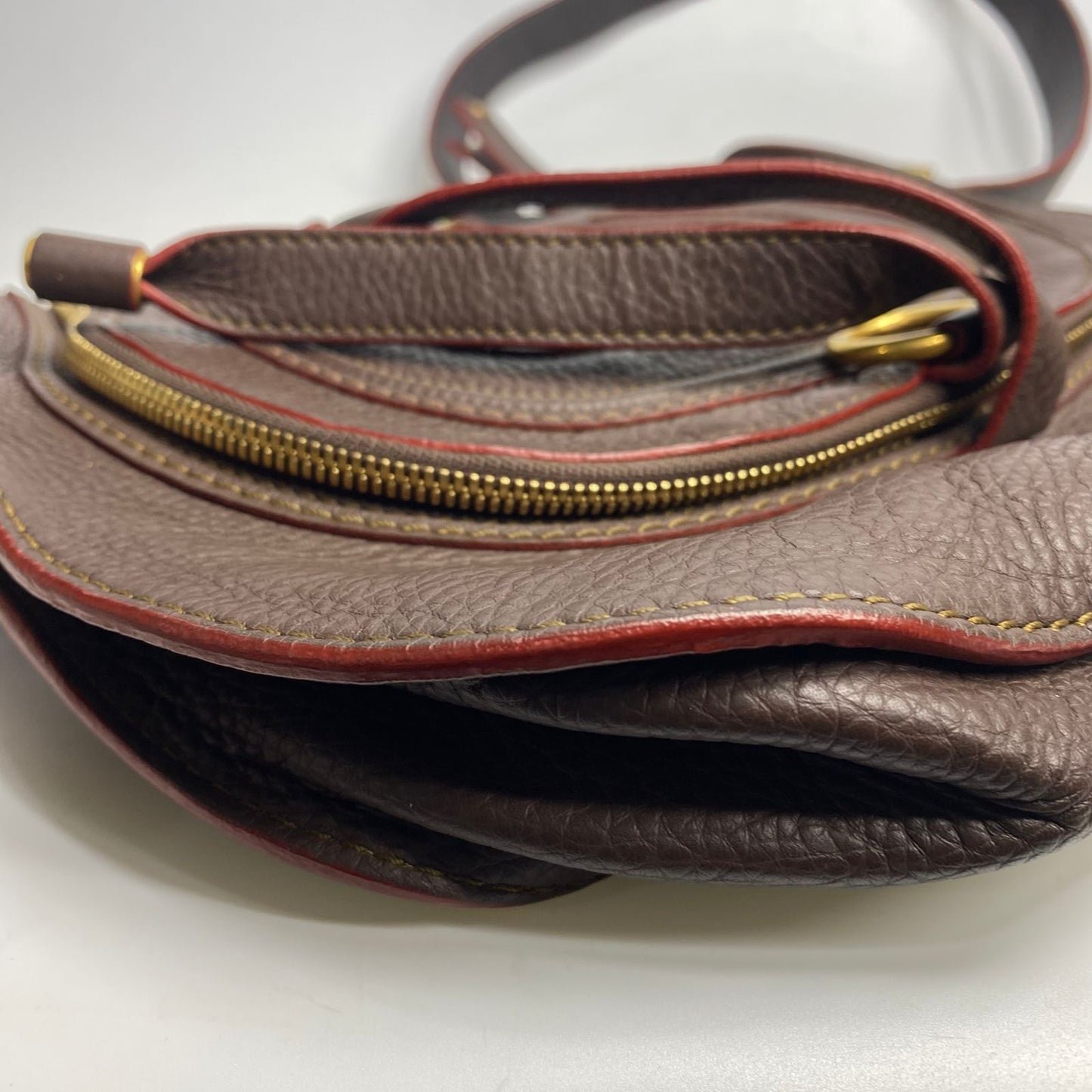 Chloe Marcie Saddle Bag Dark Brown