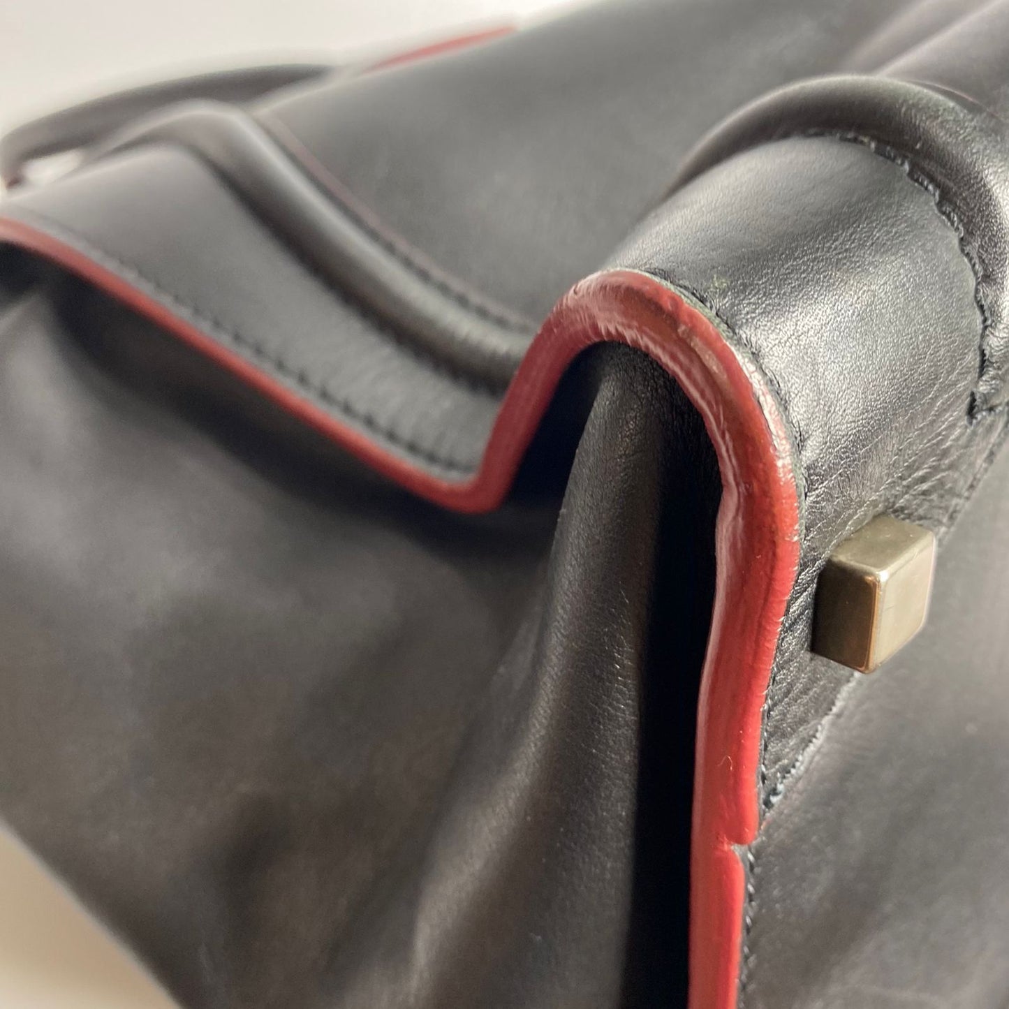 Celine Luggage Black, Red Pipin