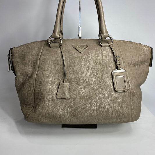Prada Argilla Vitello Daino Satchel Bag Gray
