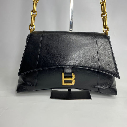 Balenciaga Small Downtown Chain Shoulder Bag in Black