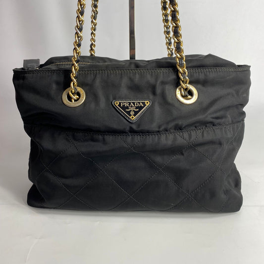 Prada Quilted Nylon Chain Shoulder Bag Black