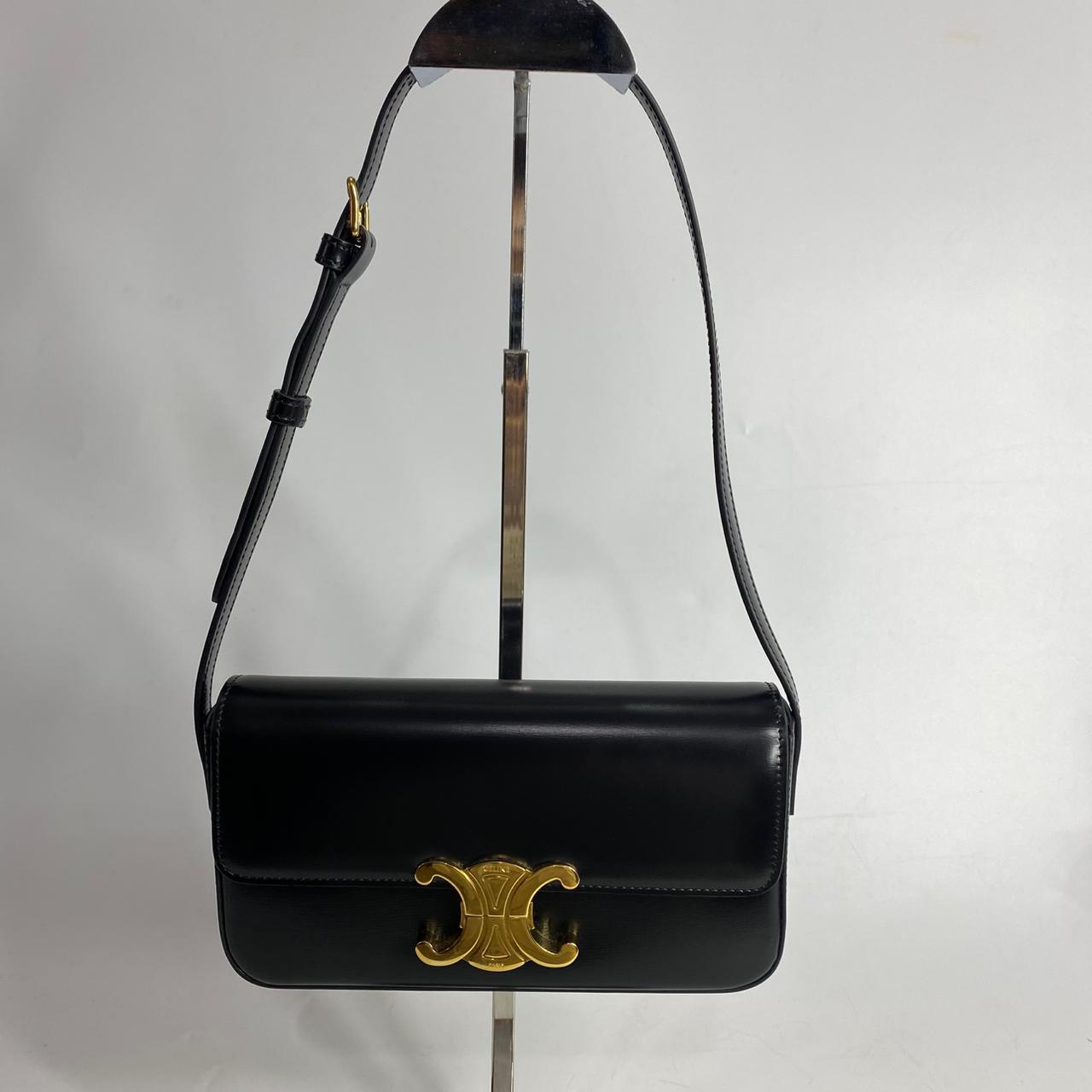 Celine Claude Triomphe Shoulder Bag Black