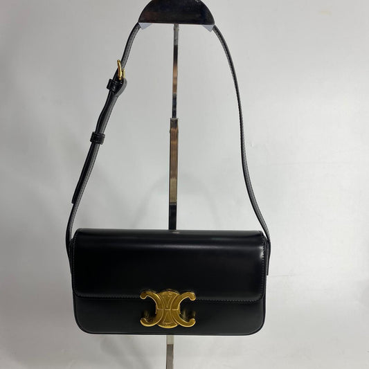 Celine Claude Triomphe Shoulder Bag Black