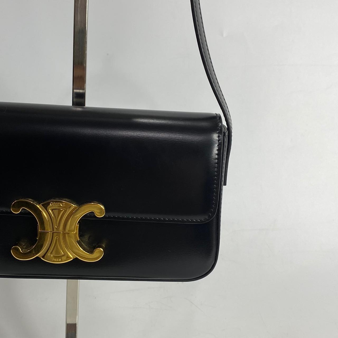 Celine Claude Triomphe Shoulder Bag Black