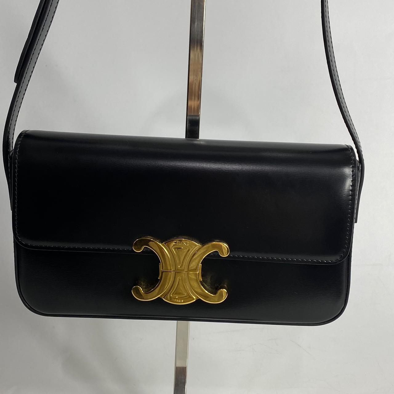 Celine Claude Triomphe Shoulder Bag Black