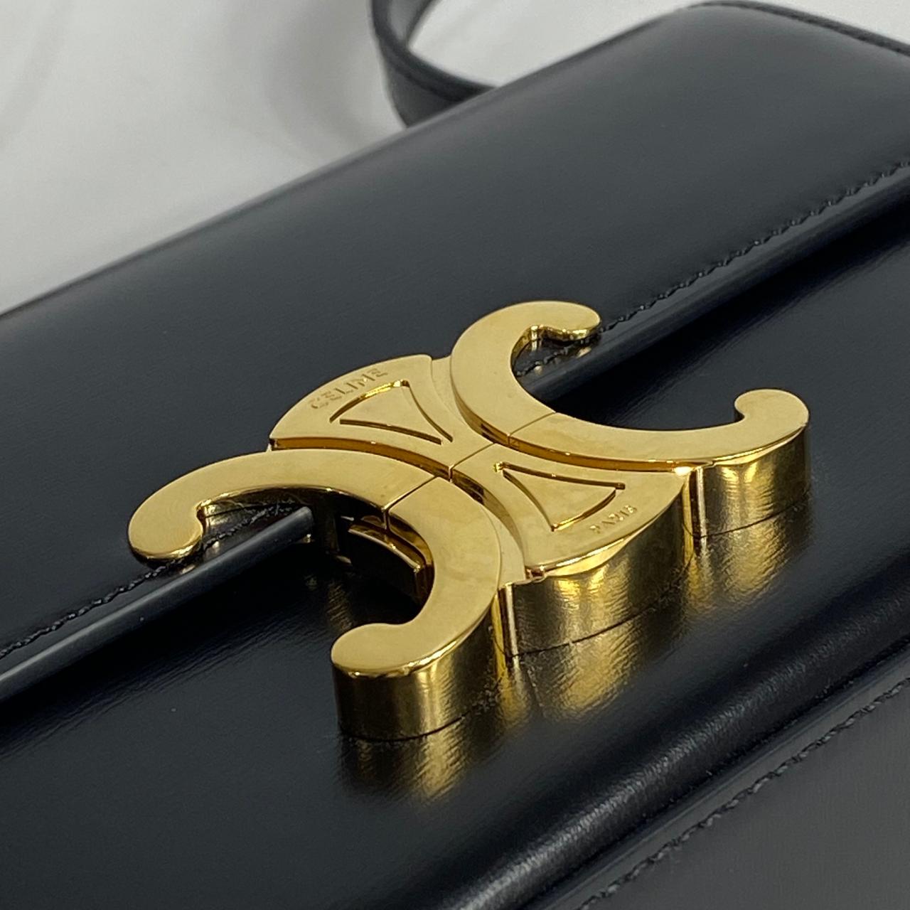 Celine Claude Triomphe Shoulder Bag Black