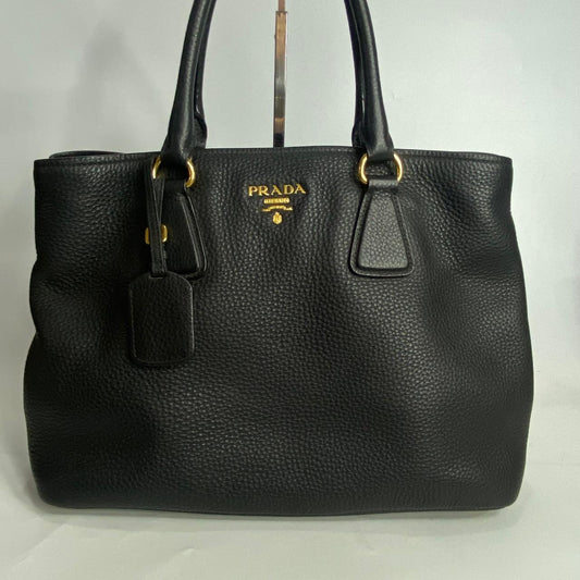 Prada Vitello Daino Shopper Tote Black GHW