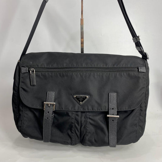 Prada Tessuto Nylon Messenger Bag Black